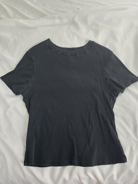 SKIMS Black Ribbed Short-Sleeve Crew Tee